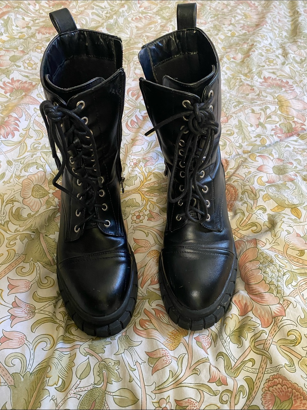 Nasty Gal Black Lace-Up Combat Boots